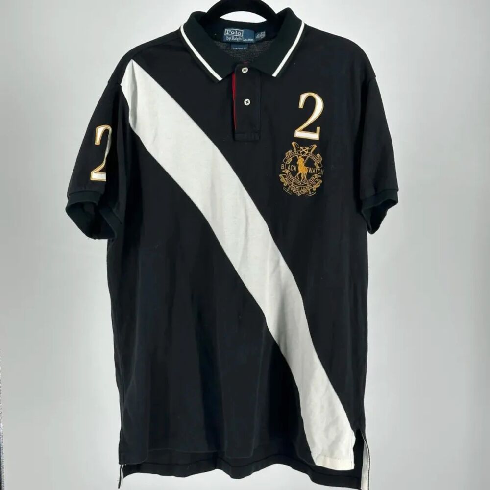 Vintage Polo Ralph Lauren Black Watch #2 Striped Rugby Shirt Size XL